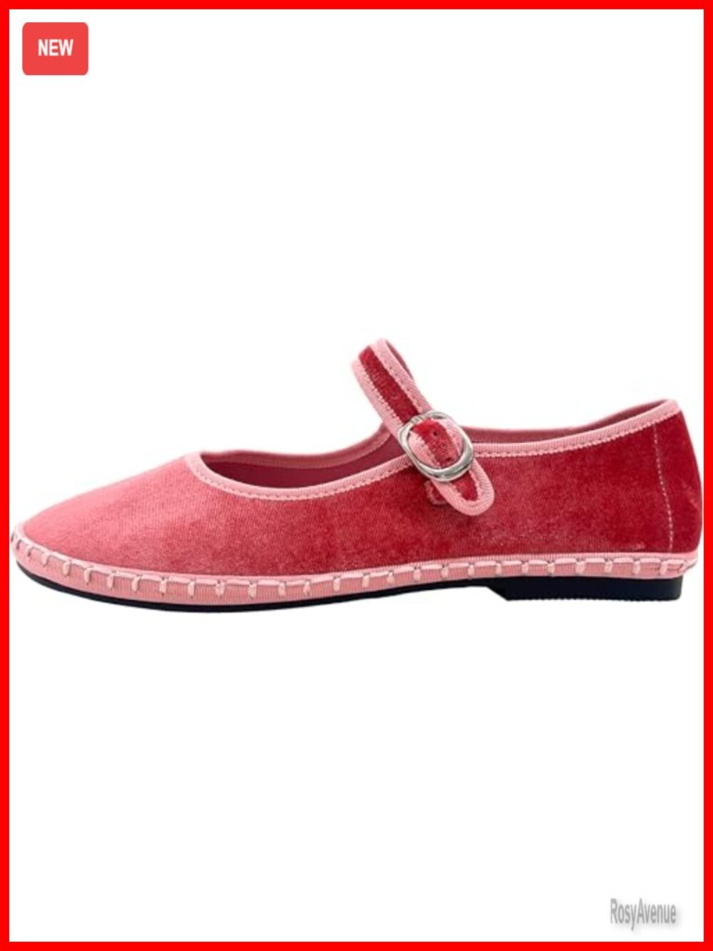 Velvet Mary Jane Ballet Flats Round Toe Ankle Strap